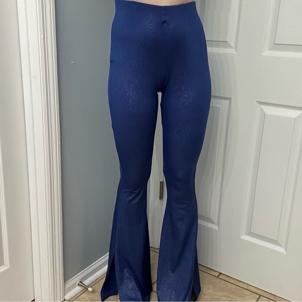 Lucy in the Sky Pants Bell Bottoms Flare Blue Celestial Boho Pull On Size Small